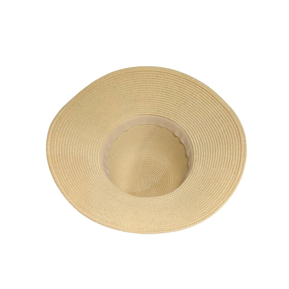 Tahari Straw Sun Hat Black Ribbon Back Bow NWT One Size - Picture 6 of 7